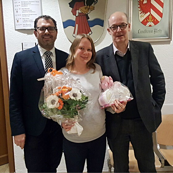 Bürgermeister Marco Kistner, Nina Eberle und Dr. Werner Haußmann